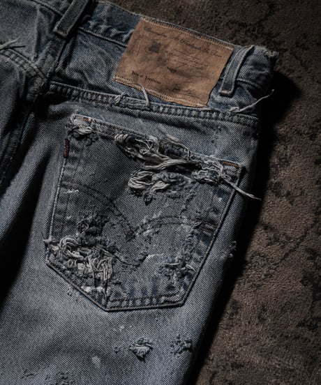 Vintage Distressed Shoe-cut Denim pants