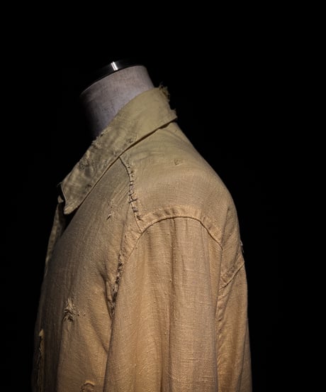 Vintage damage linen yellow shirt