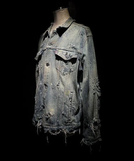 Vintage damage & paint stripe denim jacket