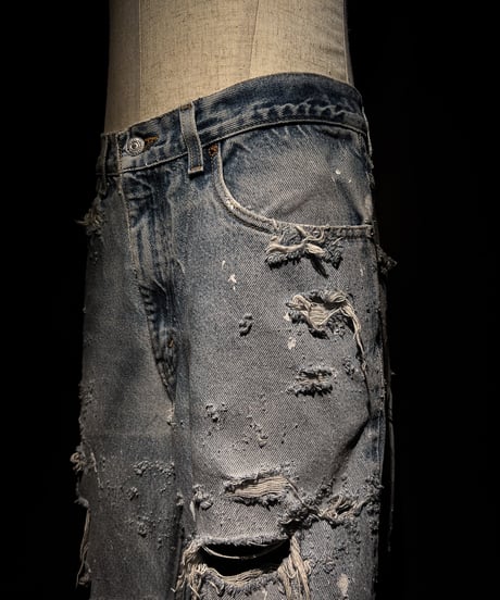 Vintage Distressed Shoe-cut Denim pants