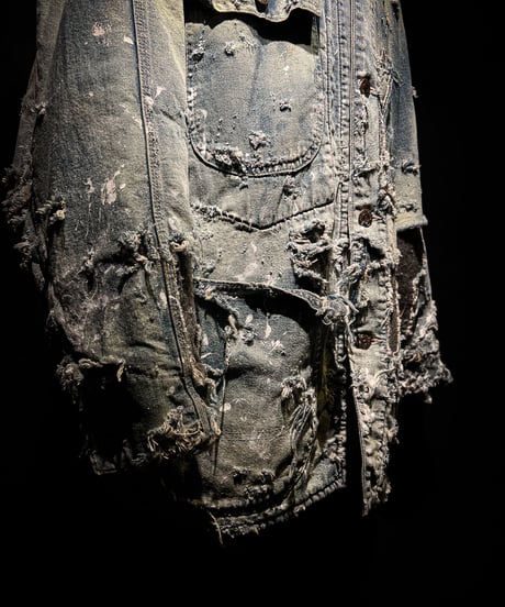 Hard damage & paint vintage denim coverall jacket