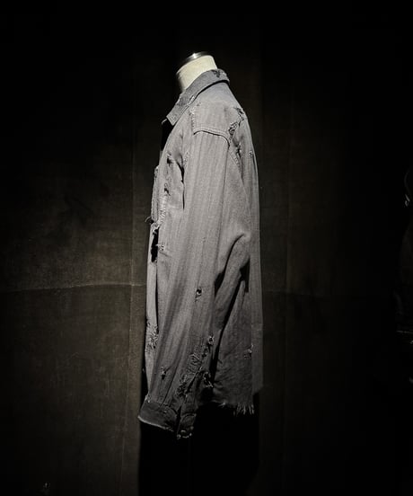 Vintage damage Black denim shirt