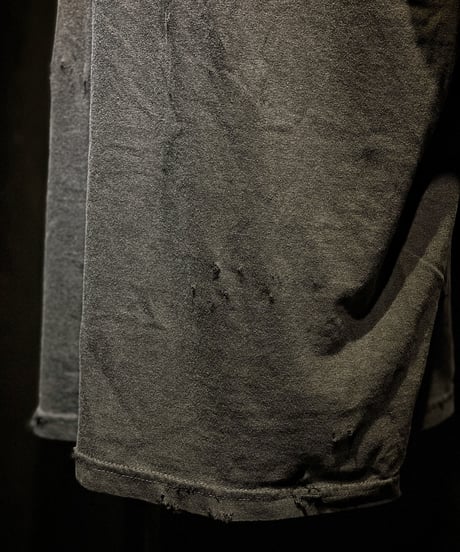 Flower vintage dye damage T-shirt (Old black)