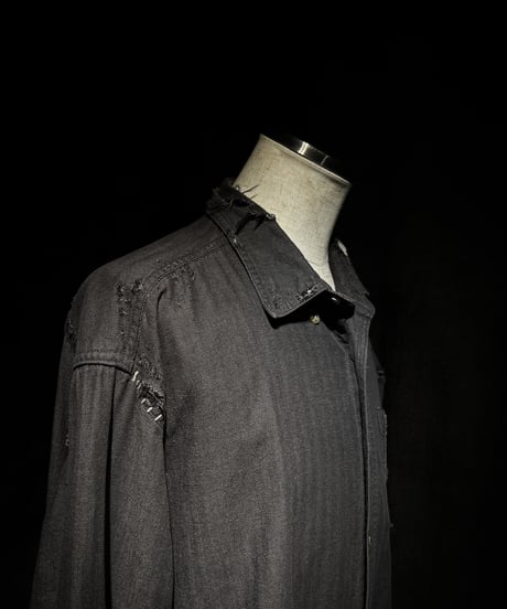 Vintage damage Black denim shirt