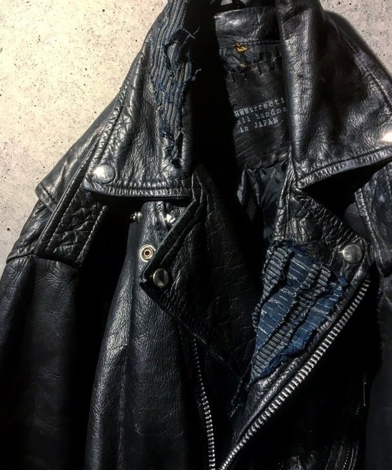 Different fabrics Sewn Rider's Jacket(襤褸) | RES Different fabrics Sewn Rider's Jacket(襤褸) | RES