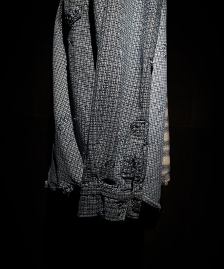 50/50 Split Rebuild Vintage Pattern Denim/Flannel  Shirt