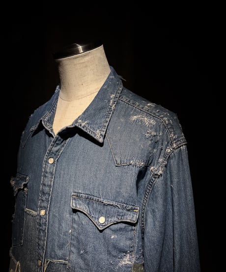 Vintage damage & patchwork denim shirt