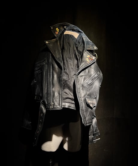 Vintage Leather Biker Custom Double Riders Jacket with Vintage Badges