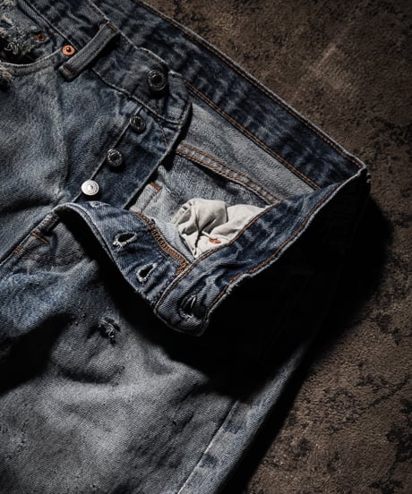 Fade Distressed slim Straight Denim pants