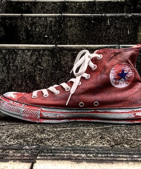 Discoloration Vintage High cut Sneaker RED