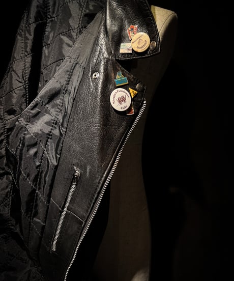 Vintage Leather Biker Jacket with UK-Sourced Badges & Pins