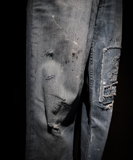 Vintage Damage Repair Light Wash Denim Pants
