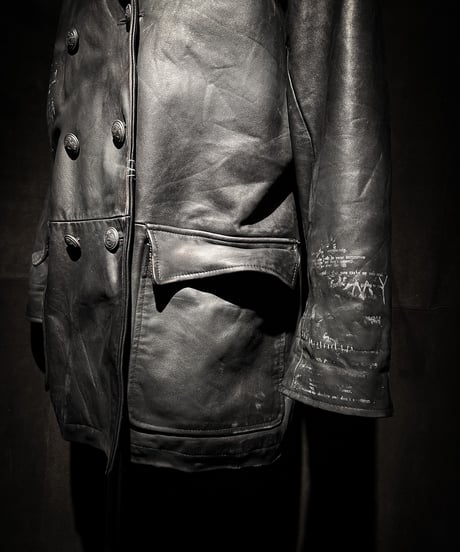 Double-Breasted Vintage Leather Coat