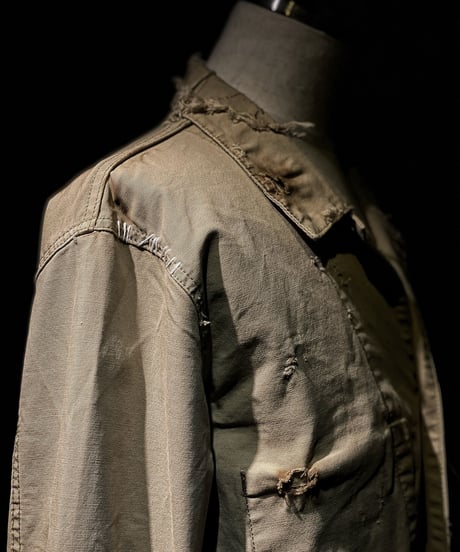 Damage vintage denim coverall jacket