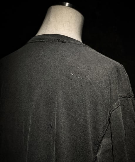 Flower vintage dye damage T-shirt (Old black)