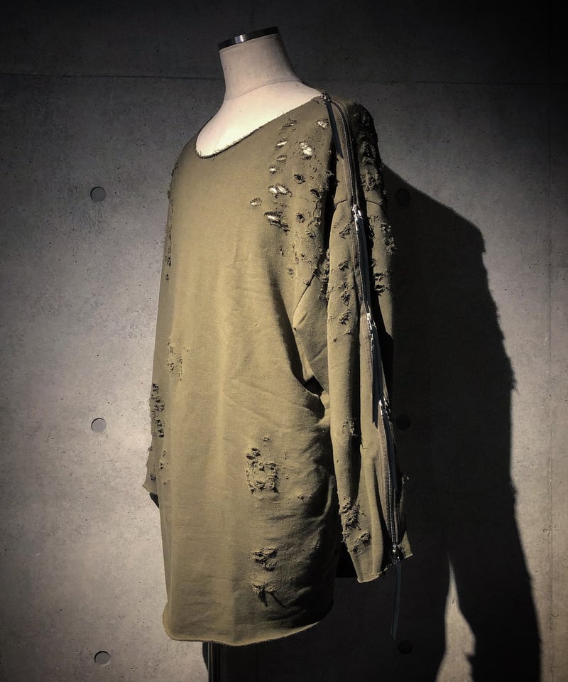AUKENLIEV×RESURRECTION Side Zip Damage Sweat S