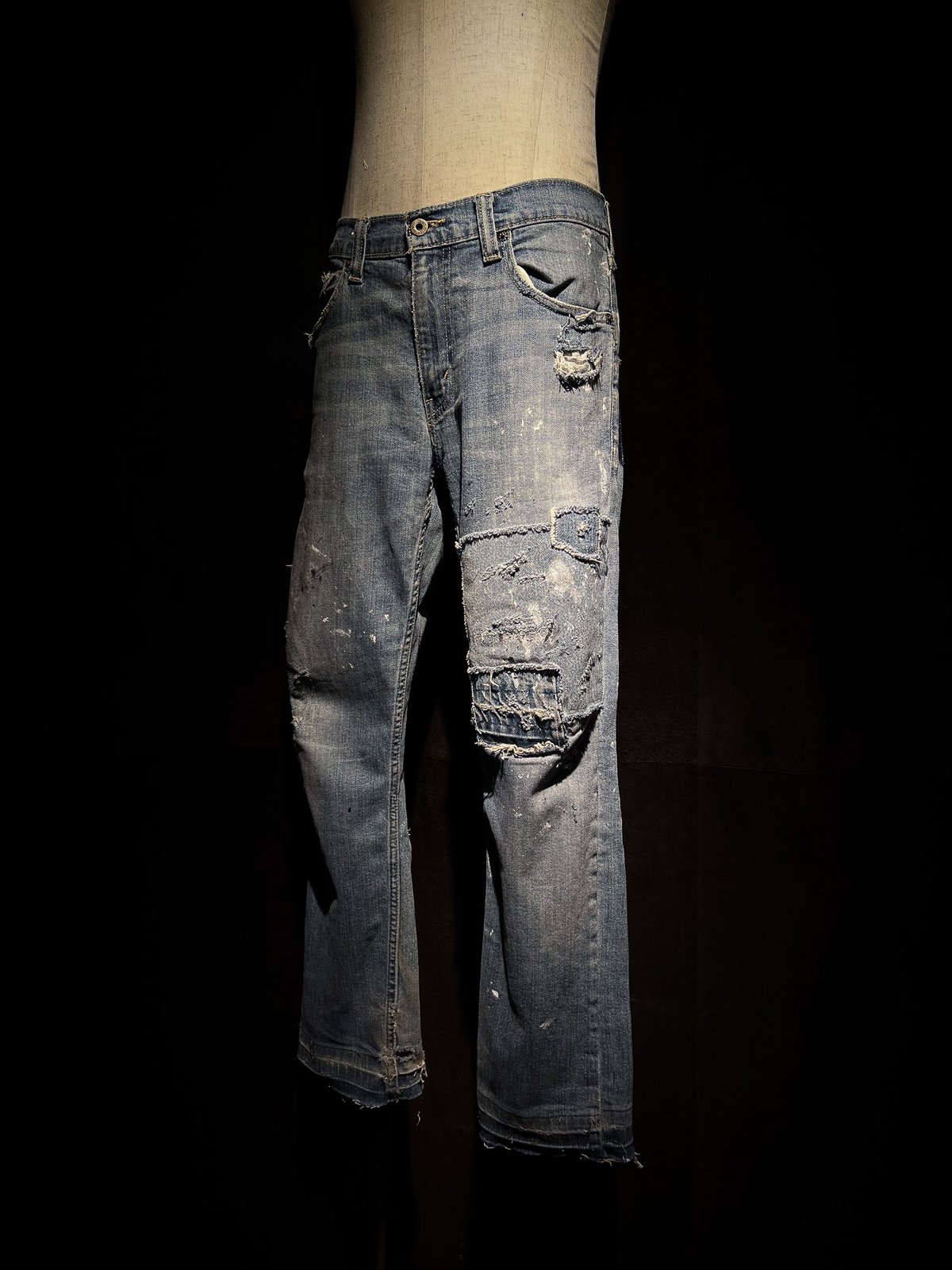Vintage Damage Repair Light Wash Denim Pants | 128 FUNDAMENTAL 