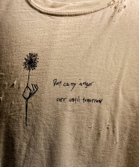Flower vintage dye damage T-shirt (Old white)