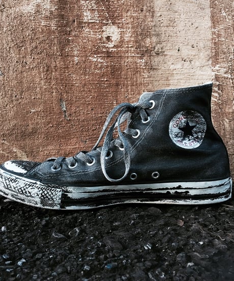 Discoloration Vintage High cut Sneaker Old BLACK