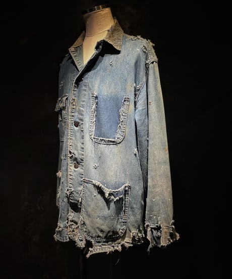 Hard damage vintage Denim coverall jacket