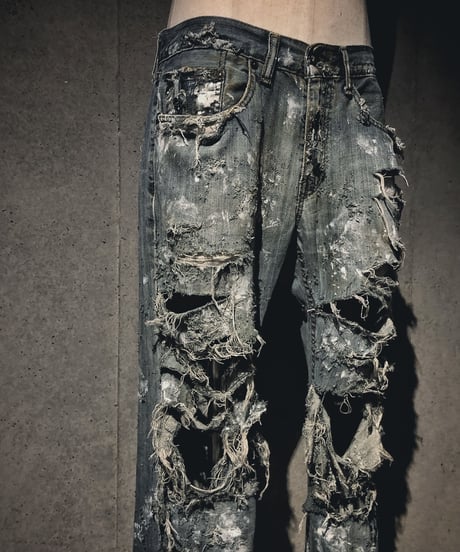 Destroy damage vintage denim pants