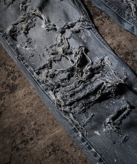 Vintage Distressed Shoe-cut Denim pants