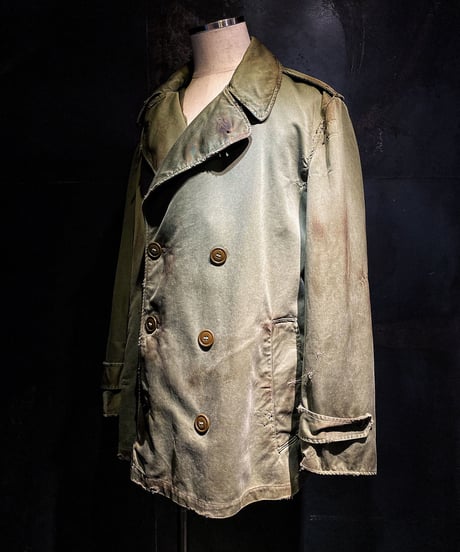 Military vintage damage P-coat jacket
