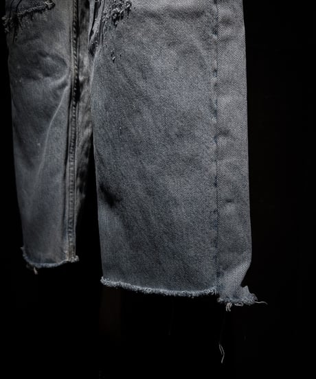 Vintage hard repair damage denim pants