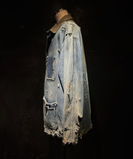 Hard damage vintage Denim coverall jacket