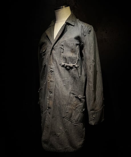 [Dye] Vintage damage herringbone jacket