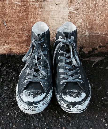 Discoloration Vintage High cut Sneaker Old BLACK