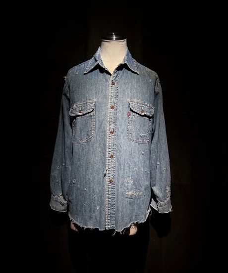 Vintage damage Indigo Work Denim Shirt