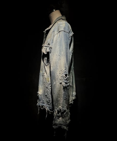 Vintage damage & paint stripe denim jacket