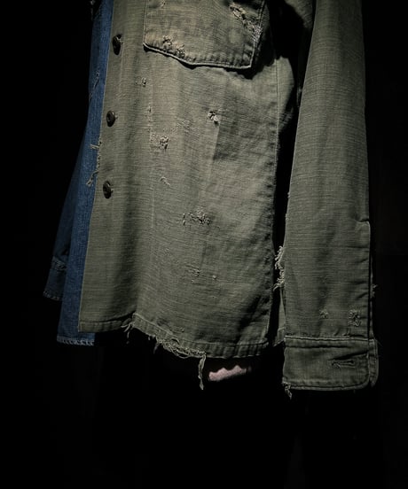 50/50 Split Rebuild Vintage 70's Military/Denim Shirt