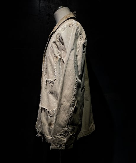 Damage vintage denim coverall jacket