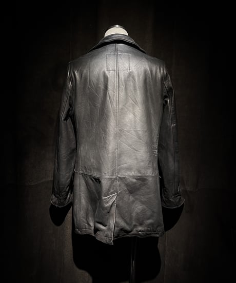 Double-Breasted Vintage Leather Coat