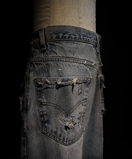 Vintage Distressed Shoe-cut Denim pants