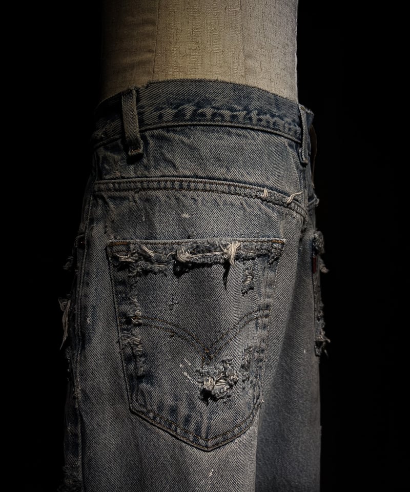 Vintage Distressed Shoe-cut Denim pants | RESUR