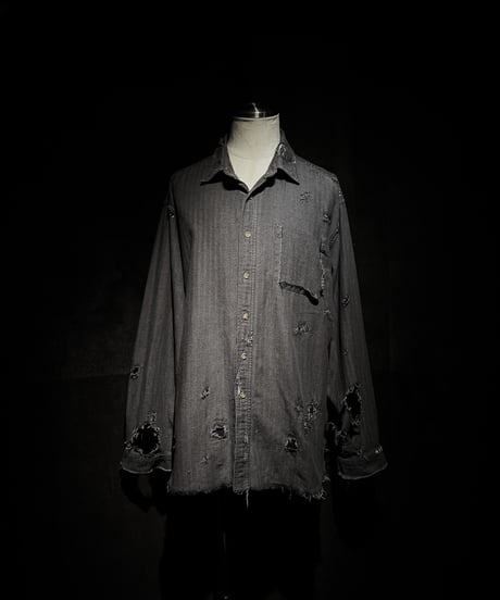 Vintage damage Black denim shirt