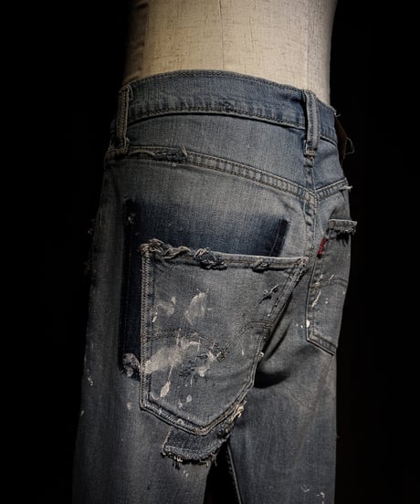 Vintage Damage Repair Light Wash Denim Pants