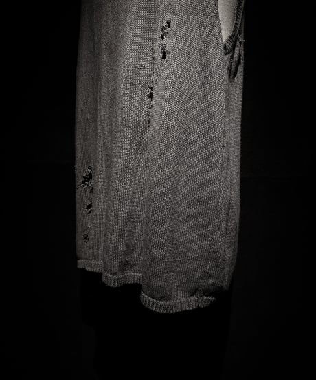 [Dye] Vintage damage V-neck Knit vest