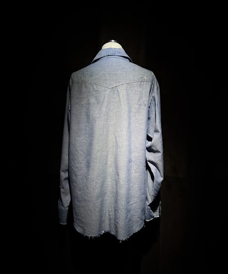 Blue Western Snap vintage damage Shirt