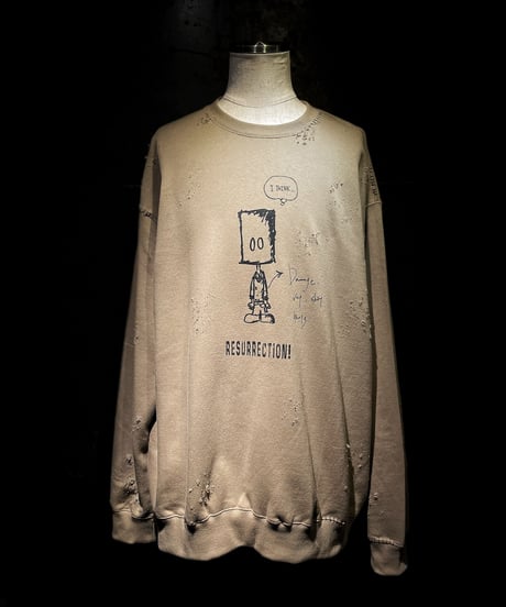 I THINK,,, character sweat shirt (SAND BEIGE)