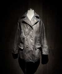 Double-Breasted Vintage Leather Coat