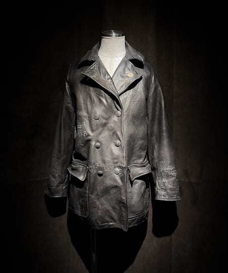 Double-Breasted Vintage Leather Coat