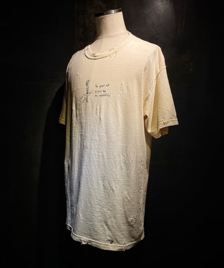 Guitar vintage dye damage T-shirt (Old white)