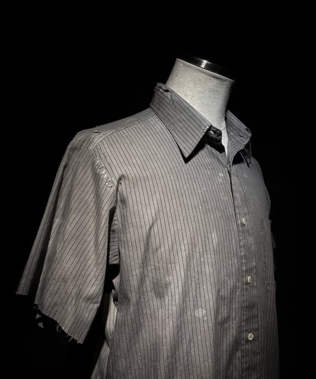 [Dye] Vintage damage stripe shirt