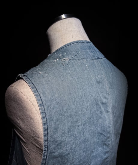 Vintage Pinstripe Denim Work Vest
