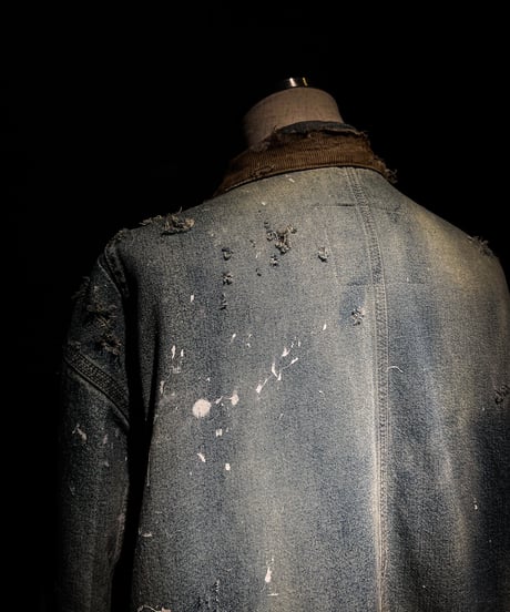 Hard damage & paint vintage denim coverall jacket