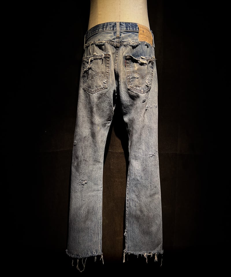 Wasteland Fade Destroyed Denim クラッシュデニム Fade Distressed slim Straight Denim pants | RES